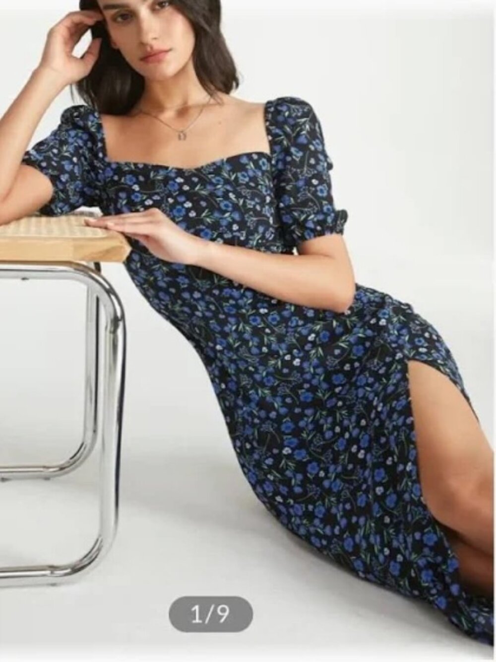 Commense Black/Blue Floral Maxi Dress